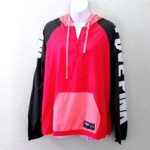 Victoria's Secret PINK Quarter Zip Anorak Hoodie Windbreaker Size XS/S Neon Red